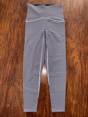 SPANX Booty Boost Navy & White Houndstooth High-Rise Leggings